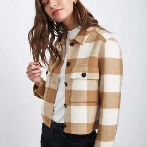 Rails Tan and Cream Checkered Utility Jacket